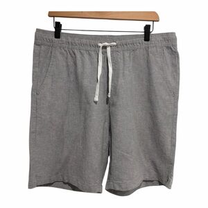 Men’s Casual Drawstring Linen Cotton Blend Shorts Light Grey